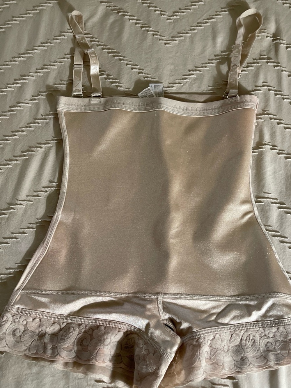 Ann Chery Beige Shapewear Cami Bodysuit with Lace Trim